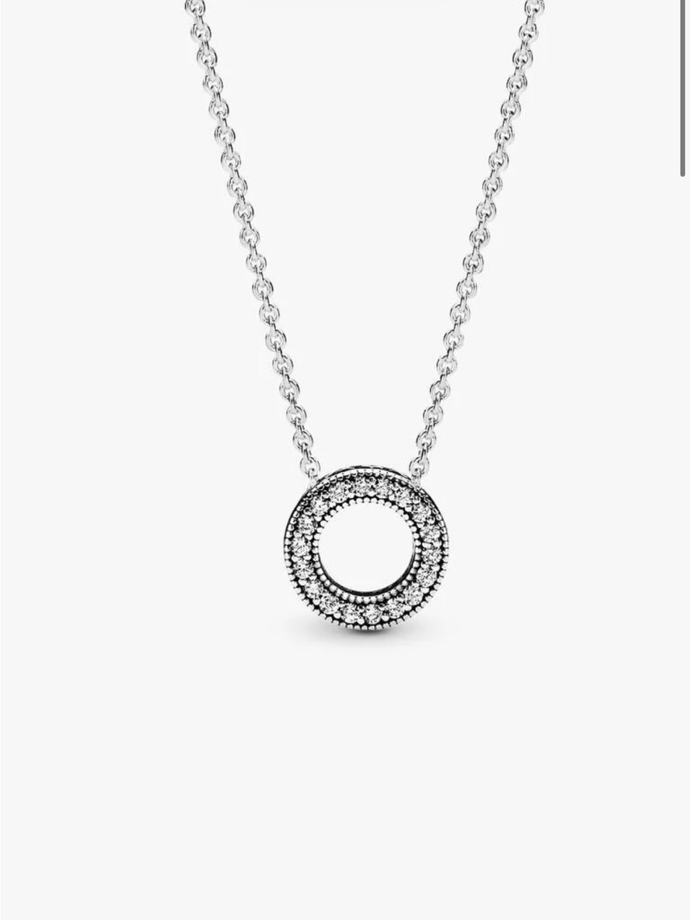 Pandora Silver Pavé Open Circle Pendant Necklace